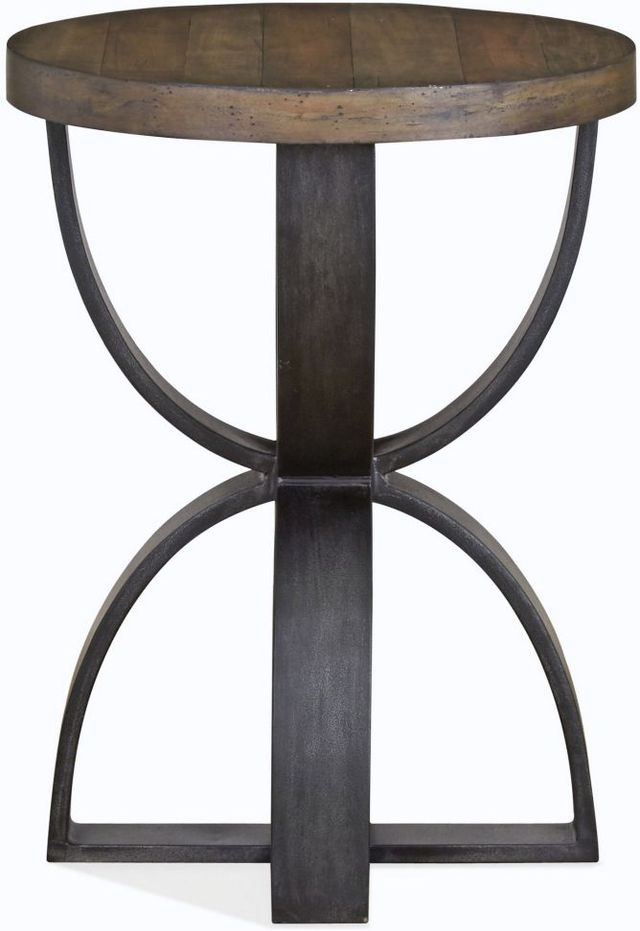Magnussen Home® Bowden Rustic Honey Accent Table with Black Metal Base-1