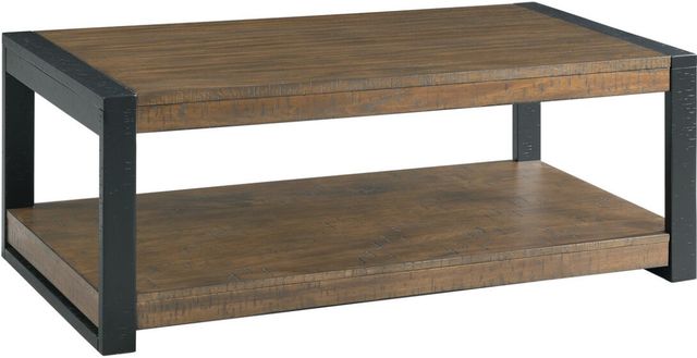 Elements International Caesar Brown Coffee Table with Charcoal Frame-0