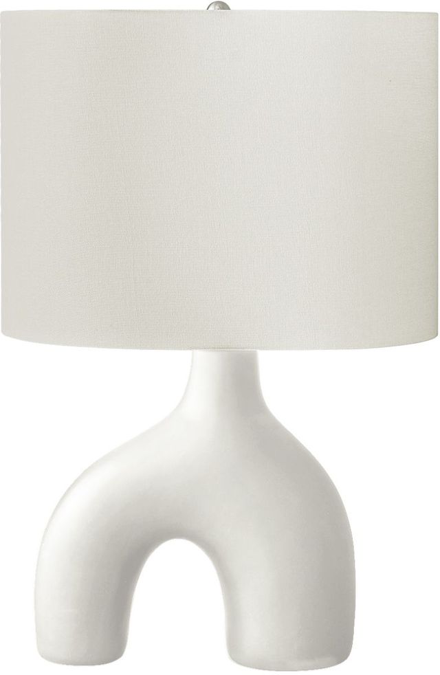 Monarch Specialties Inc. White Ceramic Table Lamp with Ivory Shade-0