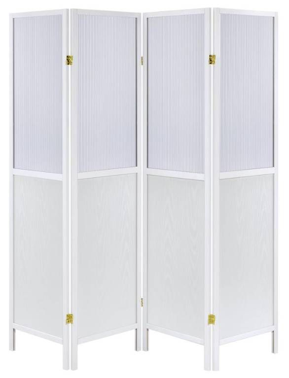 Coaster® Mattison 4-Panel White Room Divider Folding Shoji Screen Set-1