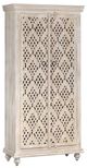 Crestview Collection Lattice White Wash Cabinet-0