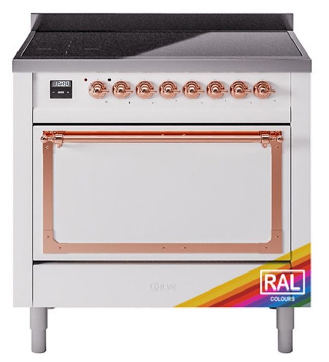 Ilve® Nostalgie II Noblesse 36'' Custom RAL Color Pro Style Induction Range with Copper Trim-0