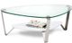 BDI Dino™ 1347 Glass Top Small Cocktail Table with Gloss White Shelf -0