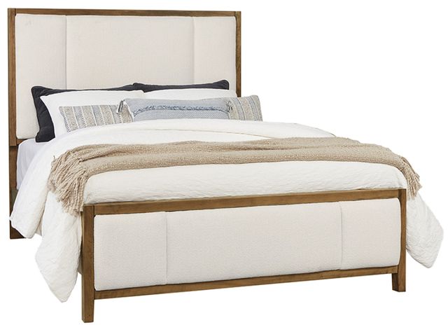 LM Co Home By Vaughan-Bassett Crafted Cherry by Ben & Erin Napier Medium Cherry Queen Upholstered Panel Bed-0