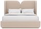 Caracole® Oblique Caracole Classic Ivory/Soft Silver Paint Gloss Queen Upholstered Panel Bed-1