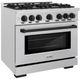 ZLINE Autograph Edition 36" Satin Stainless Steel Pro Style Gas Range and Matte Black Accents-2