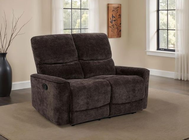 Coaster® Navarro Dark Brown Manual Upholstered Recining Loveseat-1