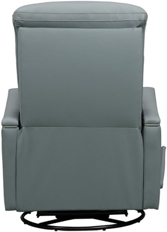 BarcaLounger® Sandhill Troy Spa Blue Leather Manual Swivel Glider Recliner-4