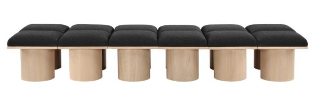 Meridian Furniture Pavilion 12-Piece Black/Natural 93" Modular Bench Set-1