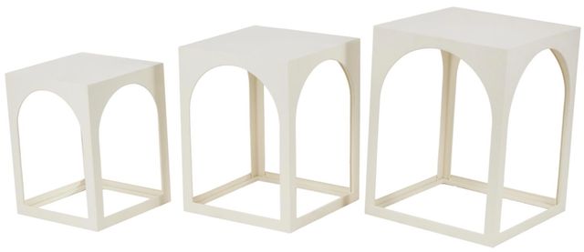Deco Marche 3-Piece White Nested Side End Accent Table with Arched Cutouts-0
