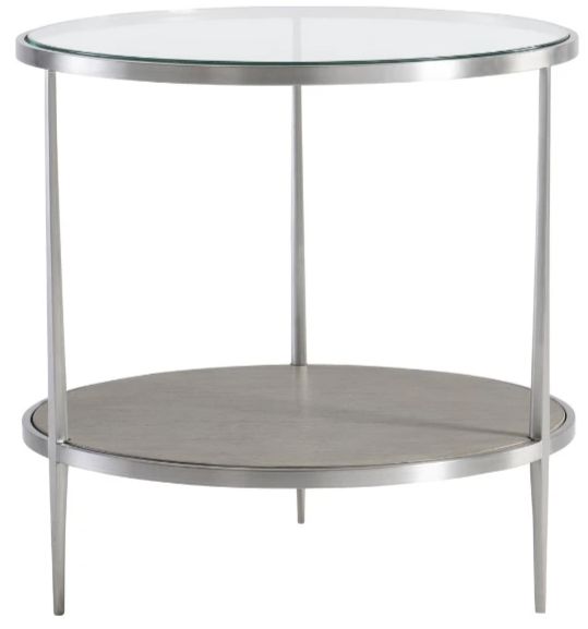 Bernhardt Cornelia Glass Top Side Table with Brushed Stainless Steel Base-2