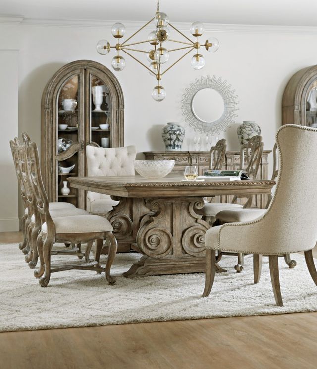 Hooker® Furniture Castella Antique Slate/Natural Tan Wood Back Dining Side Chair-1