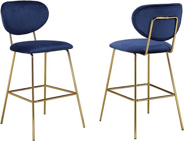 Brassex Inc. 2-Piece Navy/Gold 30" Bar Stool Set-2