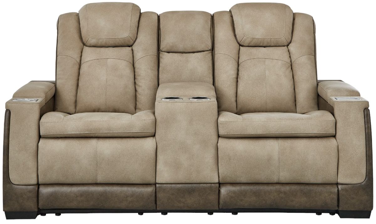 Signature Design by Ashley® Next-Gen DuraPella Two-tone Sand Power Reclining Loveseat with Console