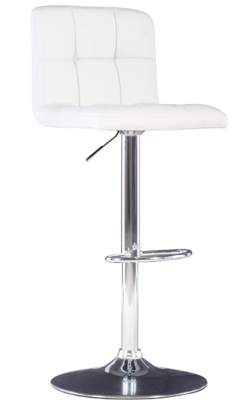 Powell® Brandt Chrome/White Adjustable Bar Stool-0