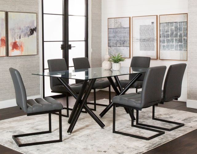 Cramco Finn Glass Top Dining Table with Matte Black Base-3