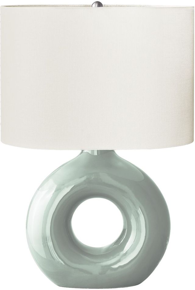 Monarch Specialties Inc. Green Ceramic Table Lamp with Ivory Shade-0