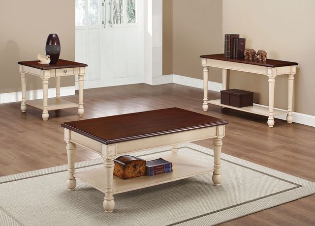 Coaster® Layla Dark Cherry Rectangular End Table with Antique White Base-3