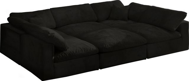 Meridian Furniture Cozy 6-Piece Black Velvet Cloud Modular Sectional-0