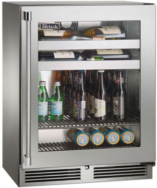 Perlick® Signature Series Shallow Depth Stainless Steel 18" Glass Door Beverage Center-0