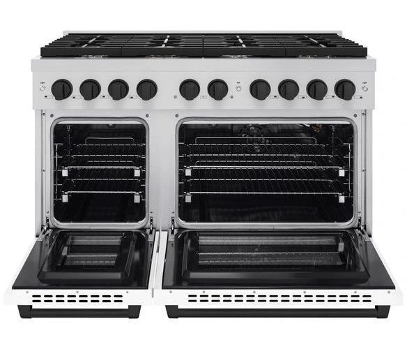 ZLINE Autograph Edition 48" Stainless Steel Pro Style Gas Range with White Matte Door-1