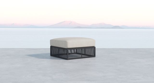 Sunset West Milano Charcoal Gray Aluminum/Olefin Rope Outdoor Ottoman with Echo Ash Cushion-1