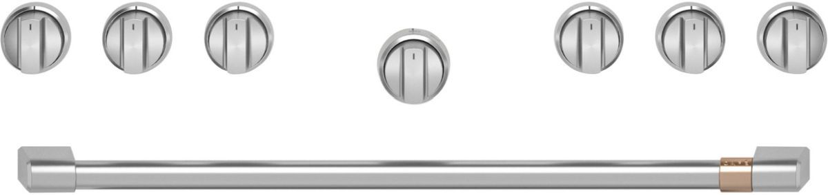 Café™ 36" Brushed Stainless Pro Range Handle and Knob Kit