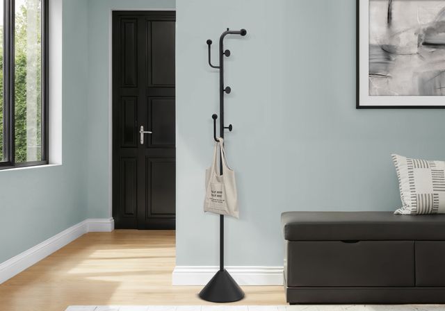 Monarch Specialties Inc. Satin Black 66" Metal 5-Hook Coat Rack-1