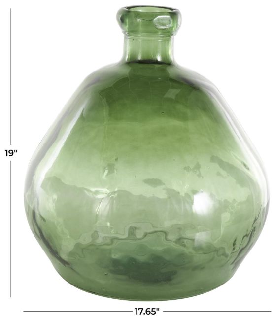 Deco Marche Green Recycled Wide Ombre Spanish Bottle Vase-2