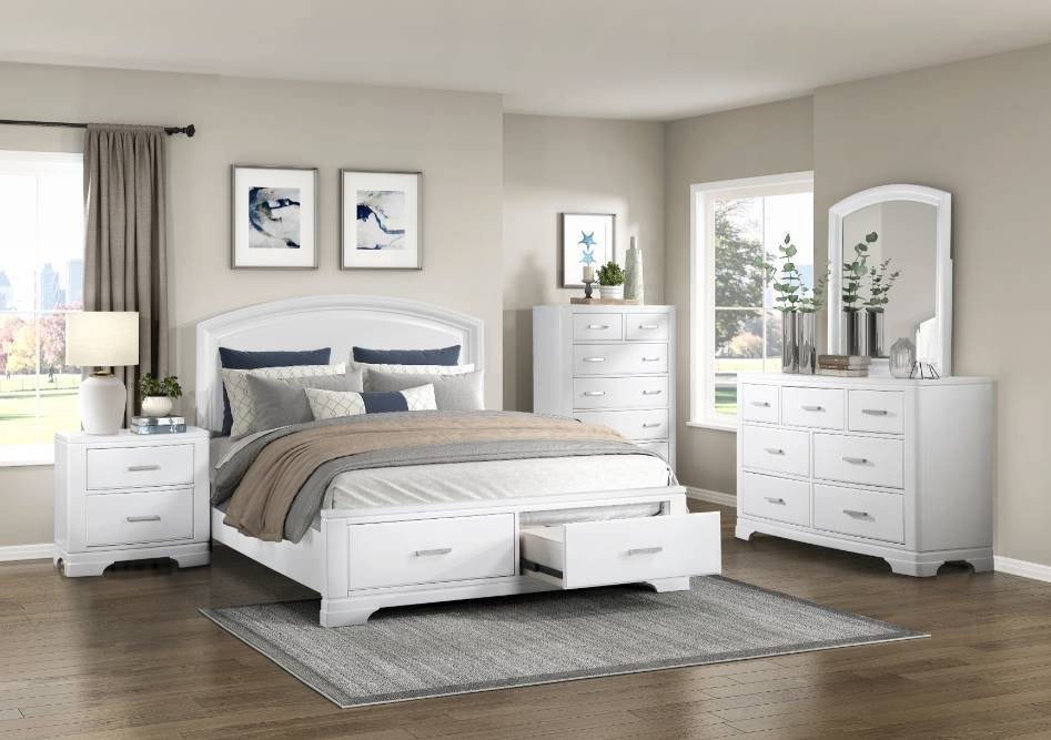 Homelegance Hudson White Queen Storage Panel Bed - Thumbnail 3
