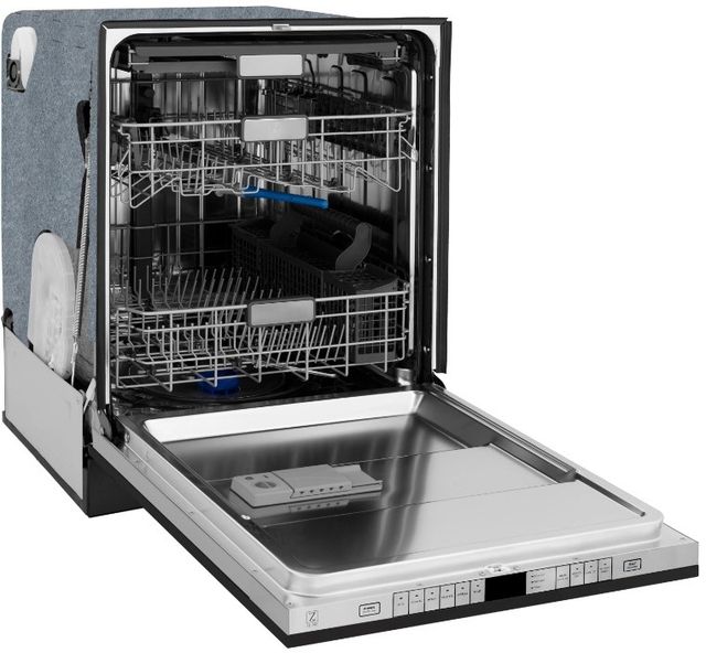 Zline Autograph Edition 24" Black Stainless Steel Third Rack Top Touch Control Tall Tub Built-In Dishwasher with Champagne Bronze Handle-1