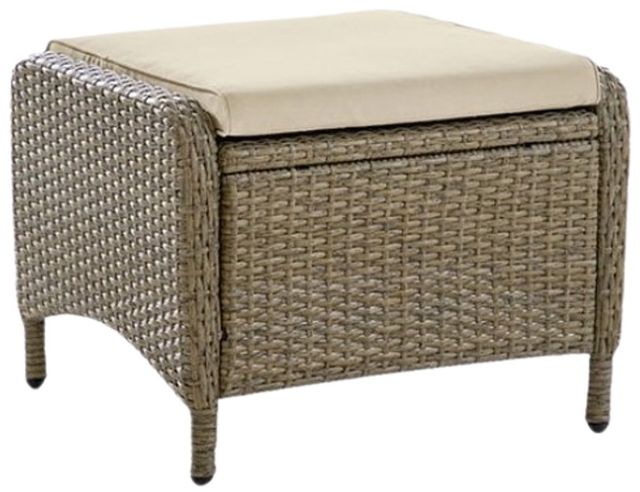 Furniture of America® Mackay 2-Piece Beige/Natural Fabric/Wooden Outdoor Ottoman Set-0