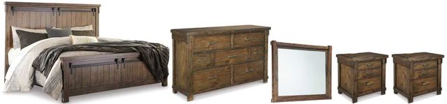 Signature Design by Ashley® Lakeleigh 5-Piece Brown Queen Panel Bed Set-0
