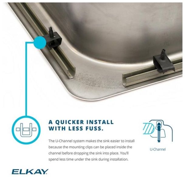 Elkay Lustertone® Classic Lustrous Satin Stainless Steel 25" x 22" x 6" Rectangular Single Bowl Drop-in Classroom ADA Sink-4