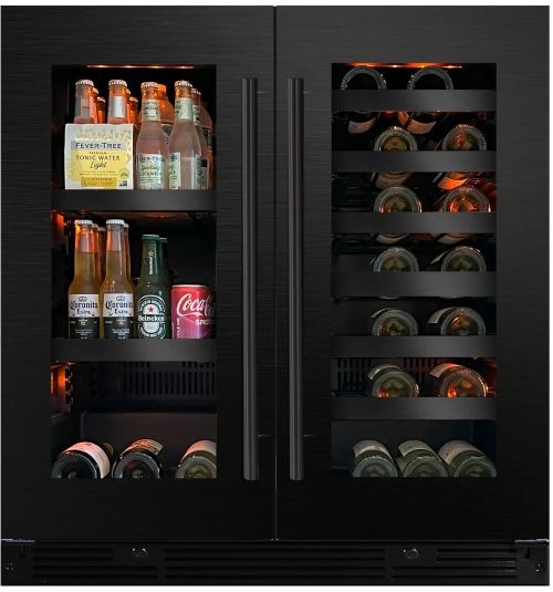 XO 30" Black Stainless Steel Built In Beverage Center and Wine Cooler