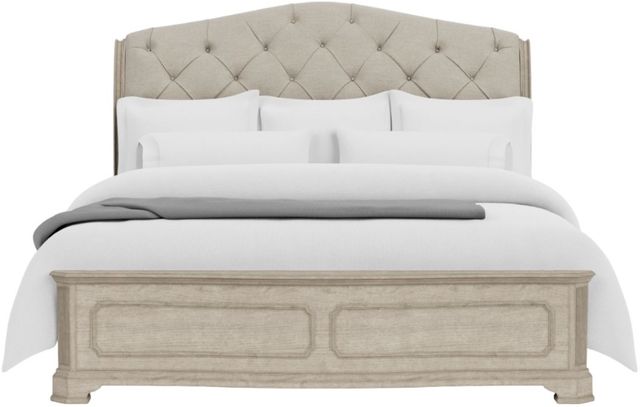Riverside Furniture Kensington Vintage Linen King Upholstered Sleigh Bed-1
