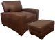USA Premium Leather Furniture 4800 2-Piece Almond Chair and Ottoman Set-0