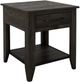 International Furniture Direct Teak Stained Dark End Table-0