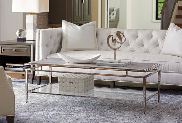 Lexington Home Ariana Athene Silver White Cocktail Table with Platinum Stainless Base-3