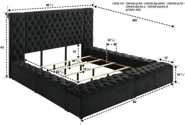 Crown Mark Liliana Black Queen Upholstered Panel Bed-3