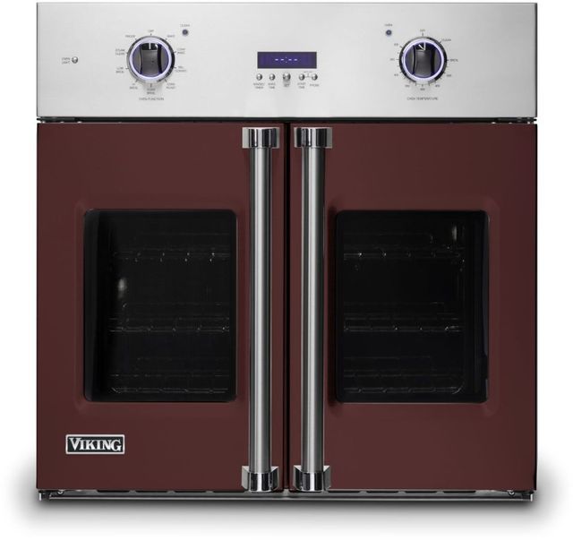 Viking® Professional 7 Series 30" Kalamata Red Built In Single Electric French Door Wall Oven-0