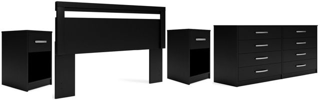 Signature Design by Ashley® Finch 4-Piece Black Queen Panel Headboard Set-0