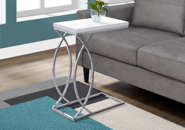 Monarch Specialties Inc. Glossy White Top with Chrome Metal Base Accent Table-1