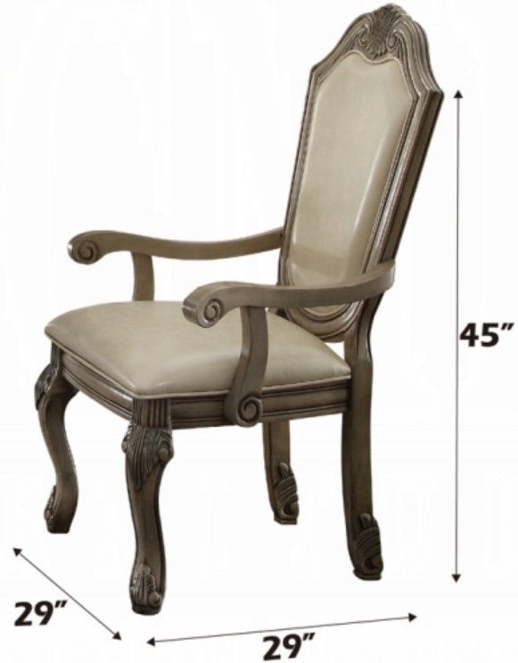ACME Furniture Chateau de Ville Antique White Dining Arm Chair-2