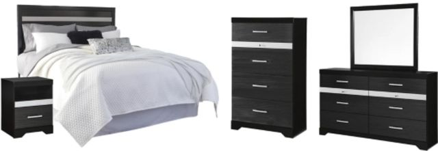 Signature Design by Ashley® Starberry 5-Piece Black Queen/Full Panel Headboard Bed Set-0