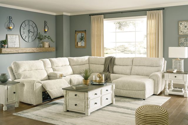 Signature Design by Ashley® Critic's Corner 6-Piece Parchment Power Reclining Right-Arm Facing Sectional and Chaise-3