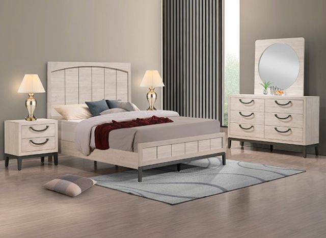 Crown Mark Veda White King Panel Bed-1