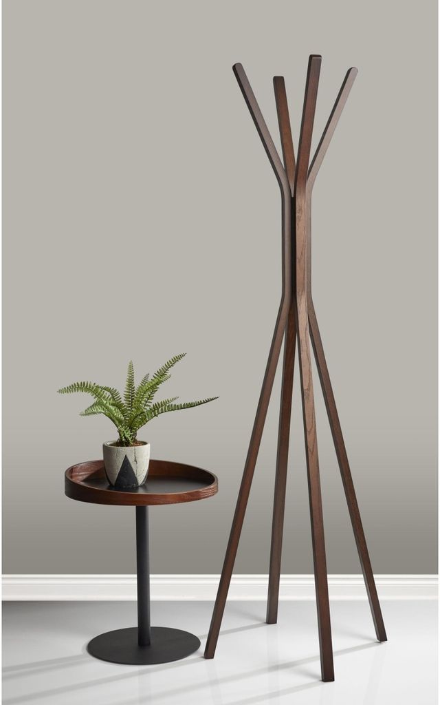 Adesso® Crater Walnut End Table with Black Base-2