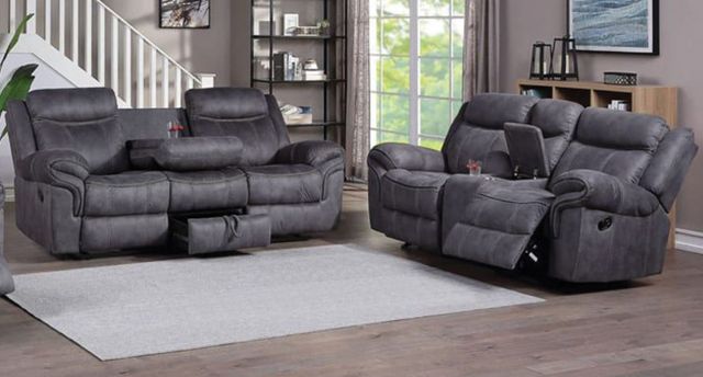 American Wholesale Furniture Knoxville Gray Manual Reclining Gliding Console Loveseat-2