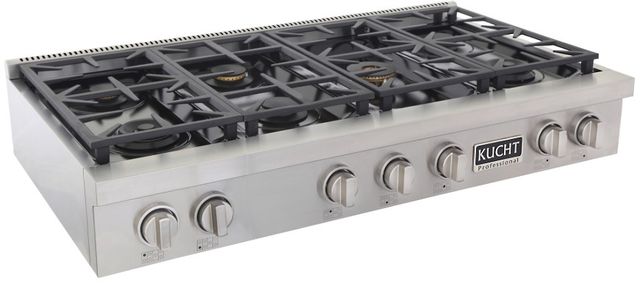 Kucht Professional KFX Series 48" Stainless Steel Natural Gas Range Top with Classic Silver Knobs-1